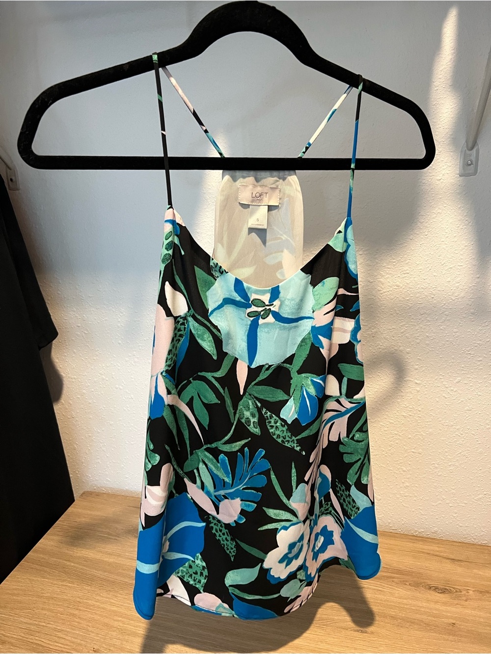 LOFT Black Multi Floral Spaghetti Strap Cami